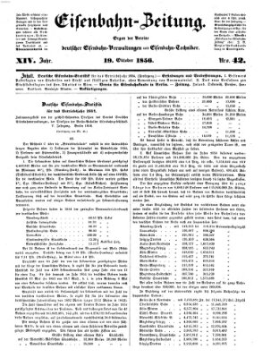 Eisenbahn-Zeitung Sonntag 19. Oktober 1856