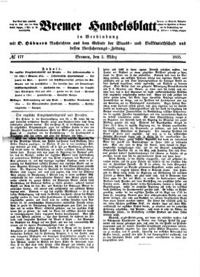 Bremer Handelsblatt Freitag 2. März 1855