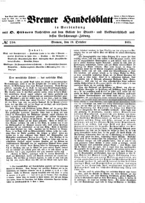 Bremer Handelsblatt Freitag 19. Oktober 1855
