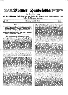Bremer Handelsblatt Samstag 12. April 1856