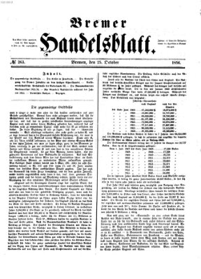 Bremer Handelsblatt Samstag 25. Oktober 1856