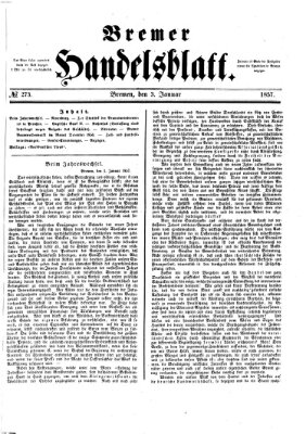 Bremer Handelsblatt Samstag 3. Januar 1857