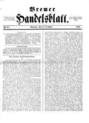 Bremer Handelsblatt Samstag 24. Oktober 1857