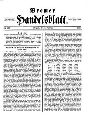 Bremer Handelsblatt Samstag 6. Februar 1858
