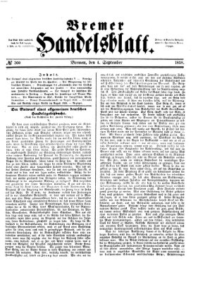 Bremer Handelsblatt Samstag 4. September 1858