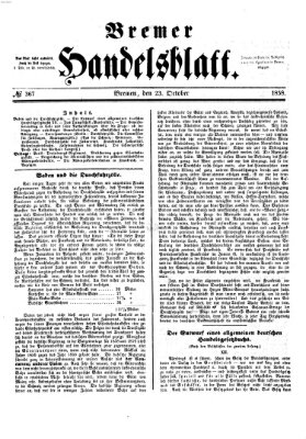 Bremer Handelsblatt Samstag 23. Oktober 1858