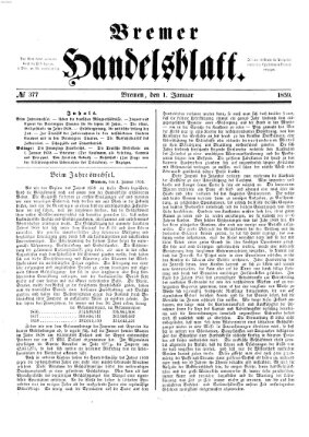 Bremer Handelsblatt Samstag 1. Januar 1859