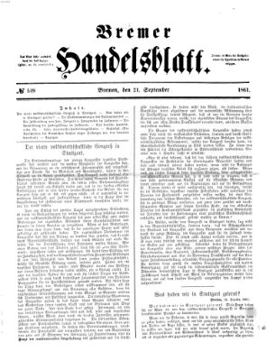 Bremer Handelsblatt Samstag 21. September 1861