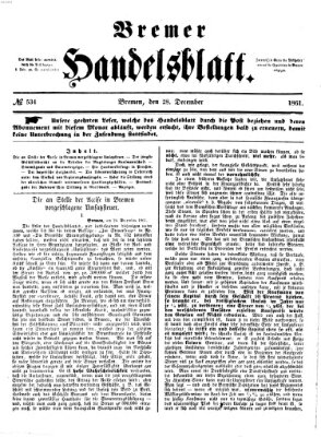 Bremer Handelsblatt Samstag 28. Dezember 1861