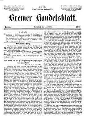 Bremer Handelsblatt Samstag 14. Oktober 1865