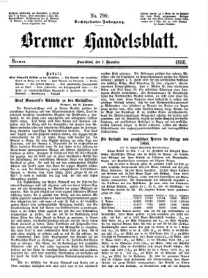 Bremer Handelsblatt Samstag 1. Dezember 1866