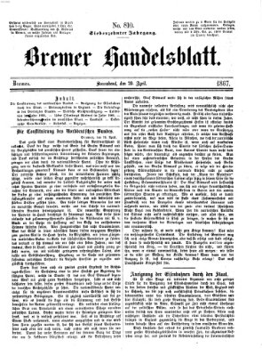 Bremer Handelsblatt Samstag 20. April 1867