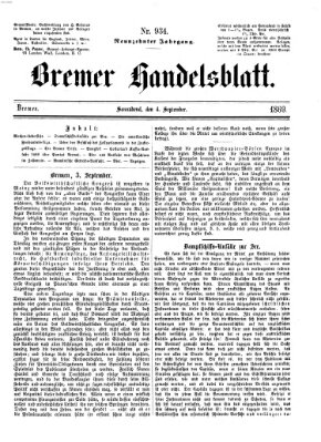 Bremer Handelsblatt Samstag 4. September 1869