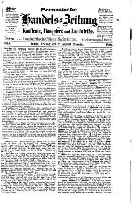 Preußische Handelszeitung Freitag 7. August 1868