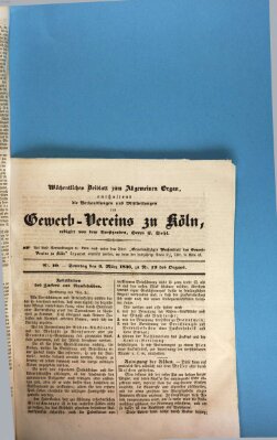 Allgemeines Organ für Handel und Gewerbe und damit verwandte Gegenstände Sonntag 6. März 1836