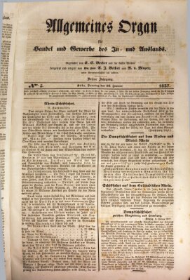 Allgemeines Organ für Handel und Gewerbe und damit verwandte Gegenstände Sonntag 15. Januar 1837
