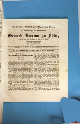Allgemeines Organ für Handel und Gewerbe und damit verwandte Gegenstände Sonntag 12. März 1837