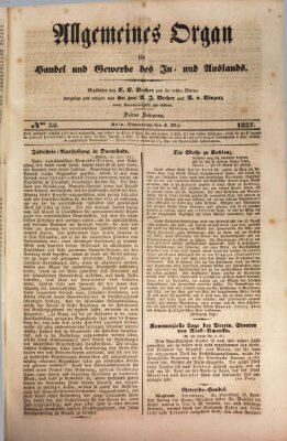 Allgemeines Organ für Handel und Gewerbe und damit verwandte Gegenstände Donnerstag 4. Mai 1837