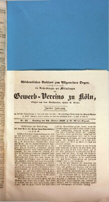 Allgemeines Organ für Handel und Gewerbe und damit verwandte Gegenstände Sonntag 29. Oktober 1837