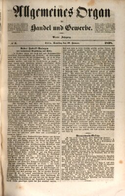 Allgemeines Organ für Handel und Gewerbe und damit verwandte Gegenstände Samstag 13. Januar 1838