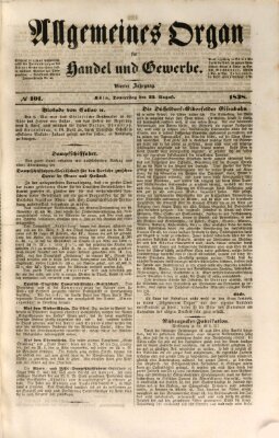 Allgemeines Organ für Handel und Gewerbe und damit verwandte Gegenstände Donnerstag 23. August 1838