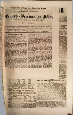 Allgemeines Organ für Handel und Gewerbe und damit verwandte Gegenstände Samstag 20. April 1839