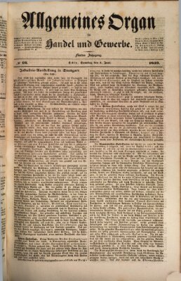 Allgemeines Organ für Handel und Gewerbe und damit verwandte Gegenstände Samstag 1. Juni 1839