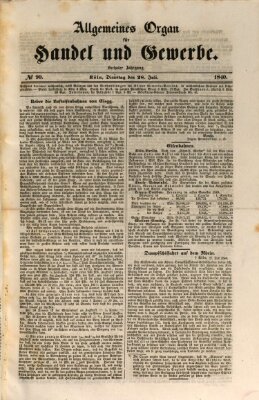 Allgemeines Organ für Handel und Gewerbe und damit verwandte Gegenstände Dienstag 28. Juli 1840