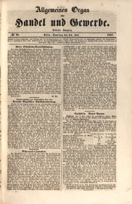 Allgemeines Organ für Handel und Gewerbe und damit verwandte Gegenstände Samstag 31. Juli 1841