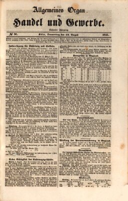 Allgemeines Organ für Handel und Gewerbe und damit verwandte Gegenstände Donnerstag 12. August 1841