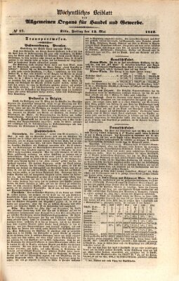 Allgemeines Organ für Handel und Gewerbe und damit verwandte Gegenstände Freitag 13. Mai 1842