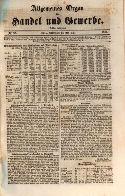 Allgemeines Organ für Handel und Gewerbe und damit verwandte Gegenstände Mittwoch 20. Juli 1842