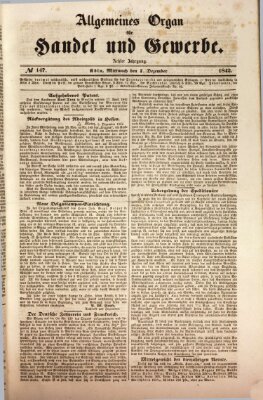 Allgemeines Organ für Handel und Gewerbe und damit verwandte Gegenstände Mittwoch 7. Dezember 1842