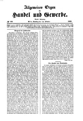 Allgemeines Organ für Handel und Gewerbe und damit verwandte Gegenstände Samstag 14. Oktober 1843