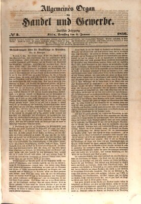 Allgemeines Organ für Handel und Gewerbe und damit verwandte Gegenstände Samstag 3. Januar 1846
