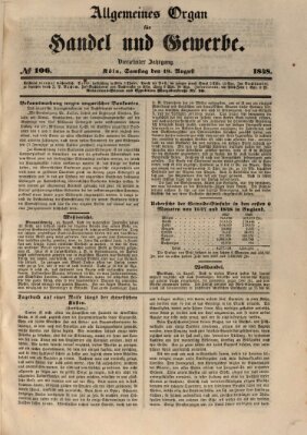 Allgemeines Organ für Handel und Gewerbe und damit verwandte Gegenstände Samstag 19. August 1848
