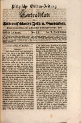 Pfälzische Garten-Zeitung Montag 7. April 1845