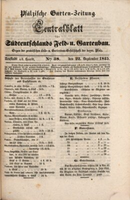 Pfälzische Garten-Zeitung Montag 22. September 1845