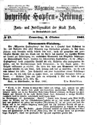 Allgemeine bayrische Hopfen-Zeitung (Allgemeine Hopfen-Zeitung) Donnerstag 3. Oktober 1861