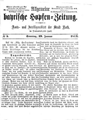 Allgemeine bayrische Hopfen-Zeitung (Allgemeine Hopfen-Zeitung) Sonntag 19. Januar 1862