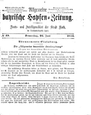 Allgemeine bayrische Hopfen-Zeitung (Allgemeine Hopfen-Zeitung) Donnerstag 26. Juni 1862