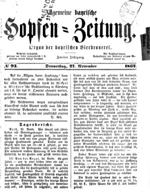 Allgemeine bayrische Hopfen-Zeitung (Allgemeine Hopfen-Zeitung) Donnerstag 27. November 1862