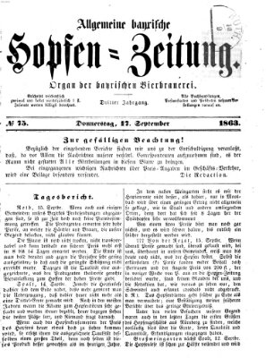 Allgemeine bayrische Hopfen-Zeitung (Allgemeine Hopfen-Zeitung) Donnerstag 17. September 1863