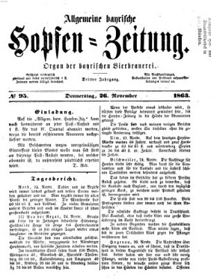Allgemeine bayrische Hopfen-Zeitung (Allgemeine Hopfen-Zeitung) Donnerstag 26. November 1863