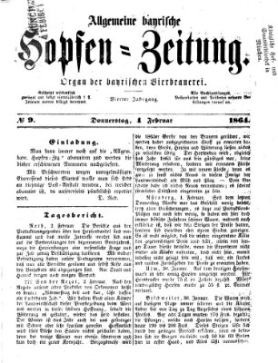 Allgemeine bayrische Hopfen-Zeitung (Allgemeine Hopfen-Zeitung) Donnerstag 4. Februar 1864