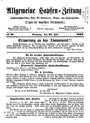 Allgemeine Hopfen-Zeitung Sonntag 24. Juli 1864