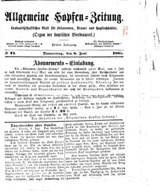 Allgemeine Hopfen-Zeitung Donnerstag 8. Juni 1865