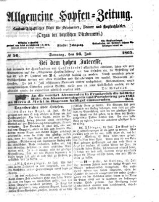 Allgemeine Hopfen-Zeitung Sonntag 16. Juli 1865