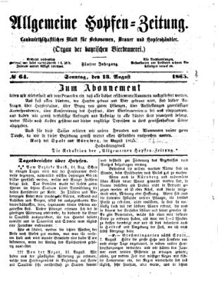 Allgemeine Hopfen-Zeitung Sonntag 13. August 1865