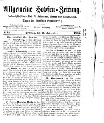 Allgemeine Hopfen-Zeitung Sonntag 17. September 1865